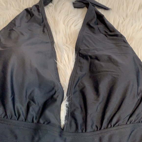 NWT Beach Queen black swim suit. Low cut halter with side cutouts - Picture 3 of 6